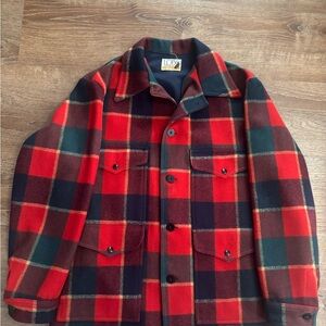 Vintage Pendleton Lobo Wool Mackinaw Cruiser Red/Green/Black Plaid Jacket Xl Men